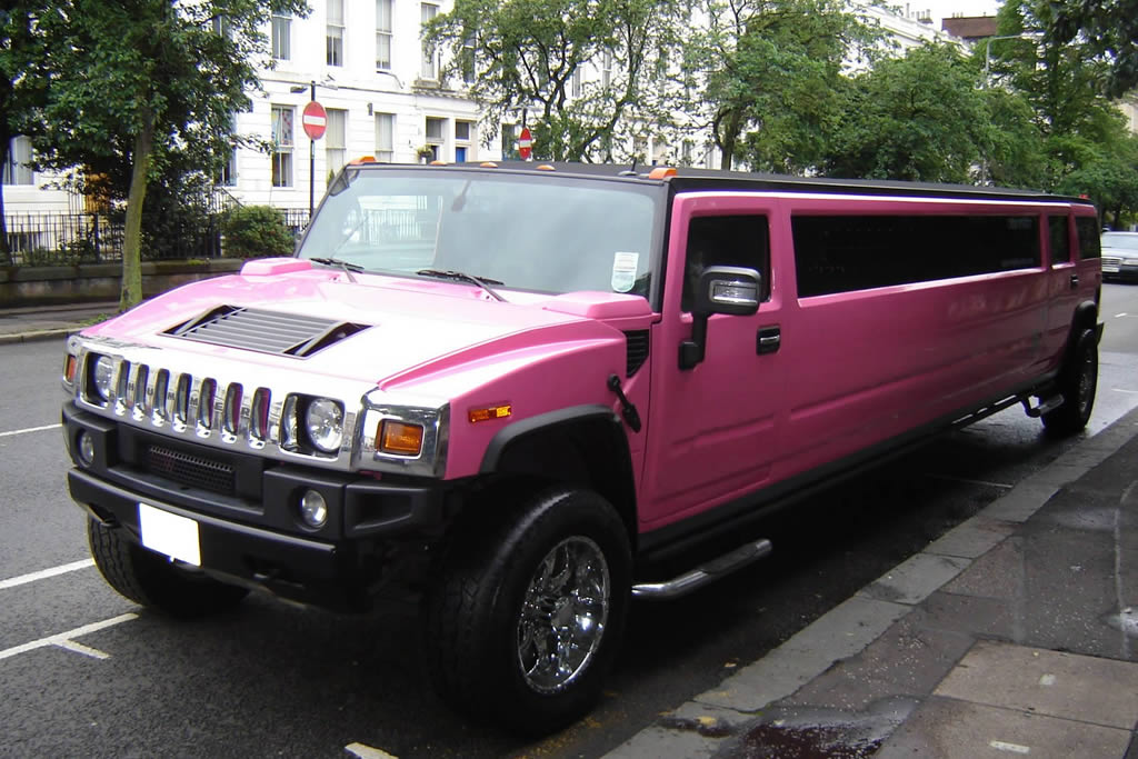 Wellingborough Pink Hummer Limo outside